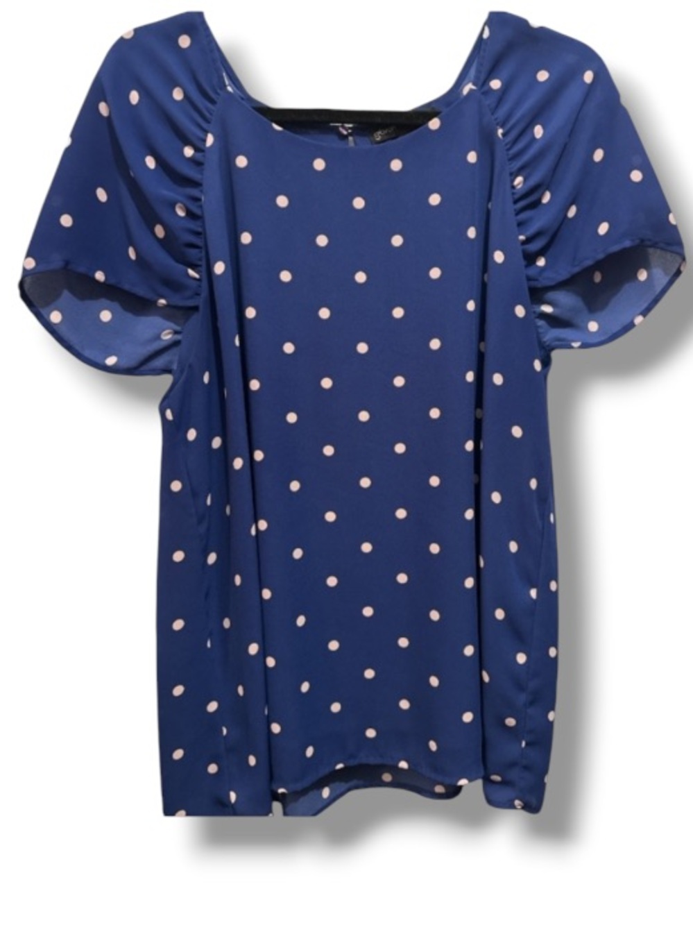 Gibson Women’s Polka Dot Blue Short Sleeve Dressy Top